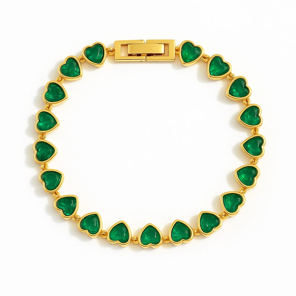 Emerald Heart Charm Bracelet