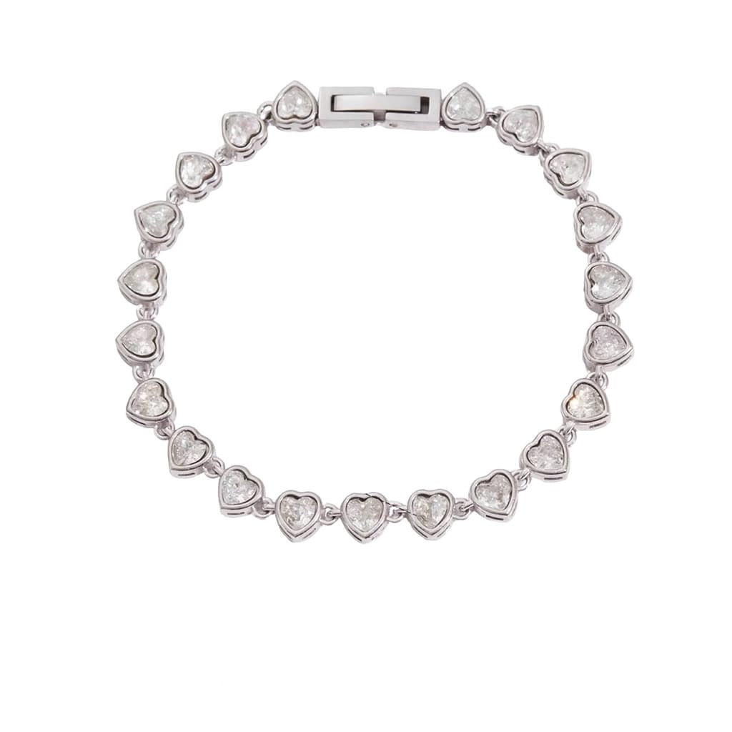 Amora Heart Tennis Bracelet — Silver