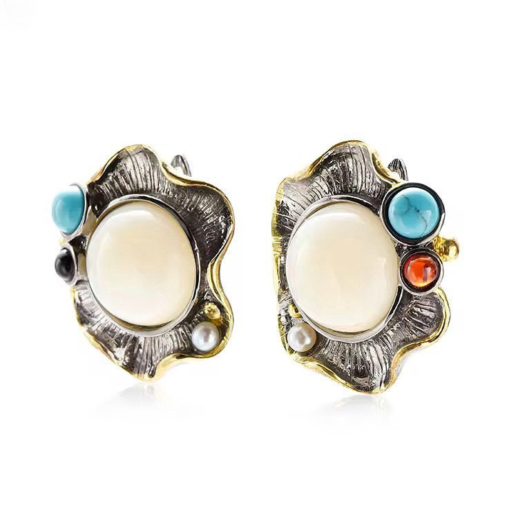 Marine Chalcedony Sterling Silver Earrings