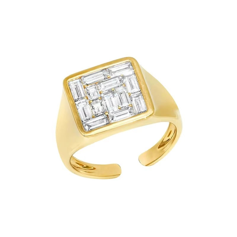 Cleo — 18K Gold-Plated Square Zircon Ring
