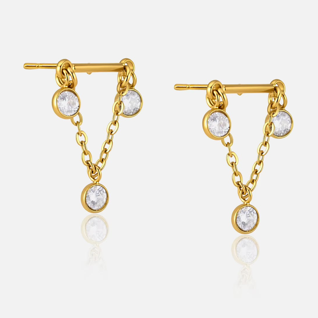 Élané Gold Zircon Tassel Earrings