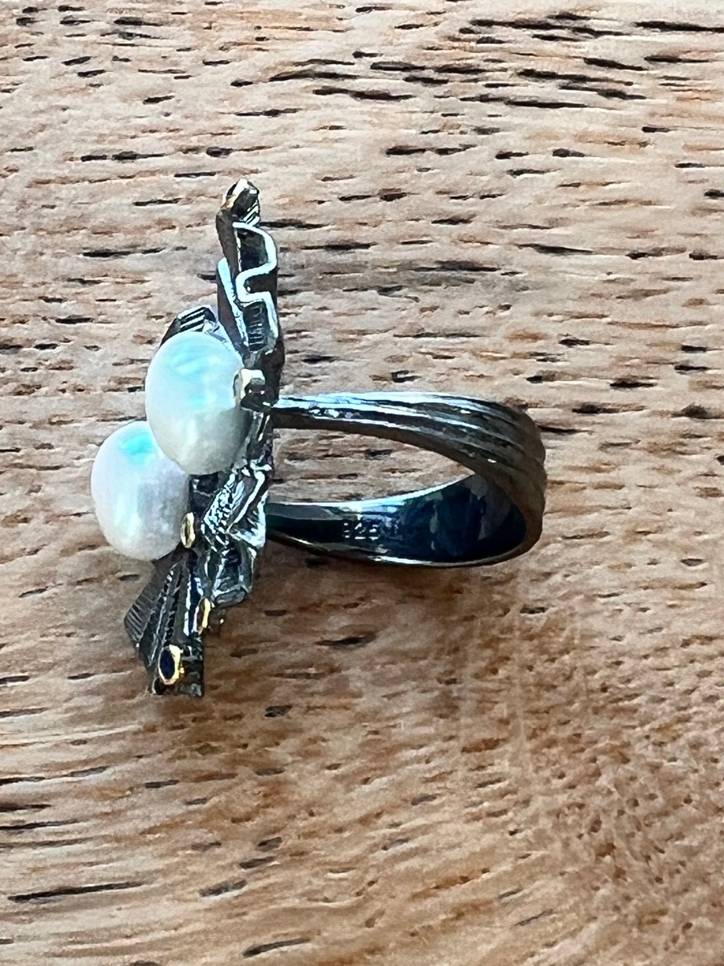 The Muse Ring (A symphony of silver, pearl, and golden light)