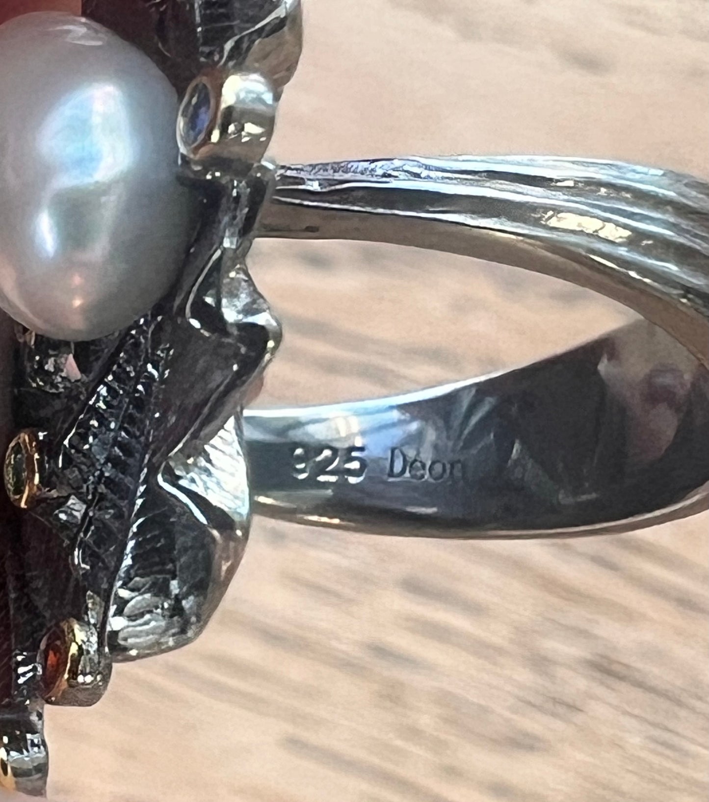 The Muse Ring (A symphony of silver, pearl, and golden light)