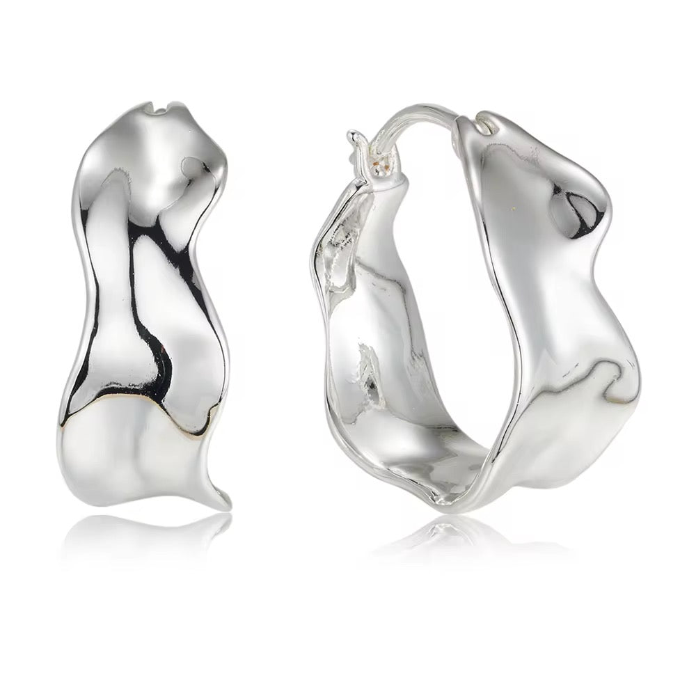 Molten Bloom Hoops-Sterling Silver