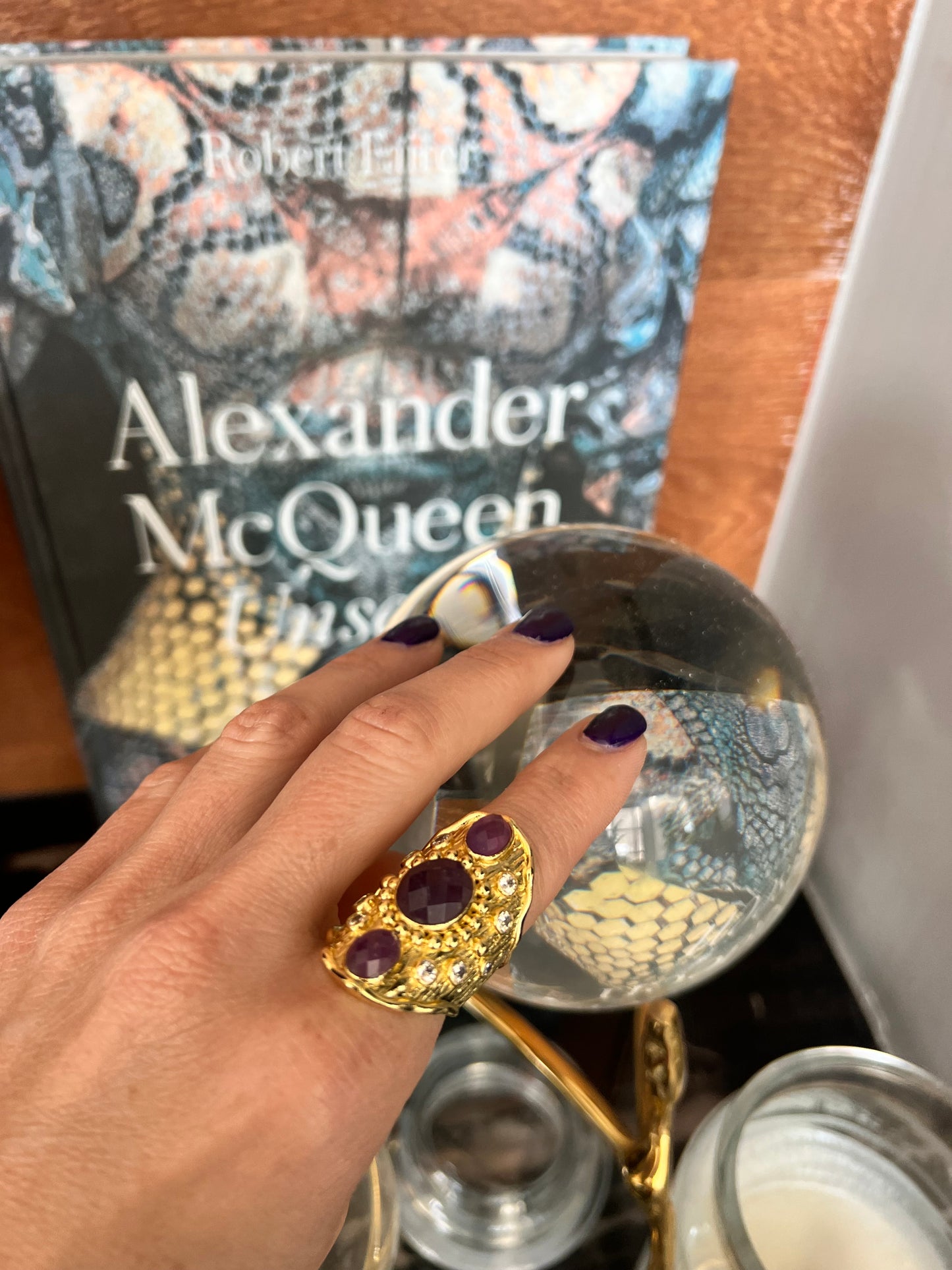 Celestia Amethyst Sovereign Ring – Adjustable 18K Gold Plated
