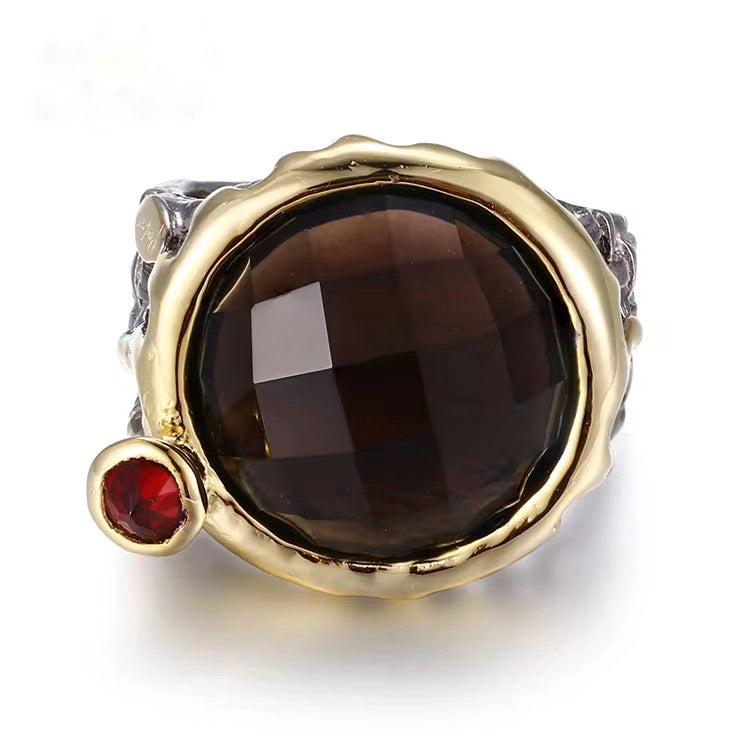 Eclipse Royale Garnet & Smoky Quartz Ring