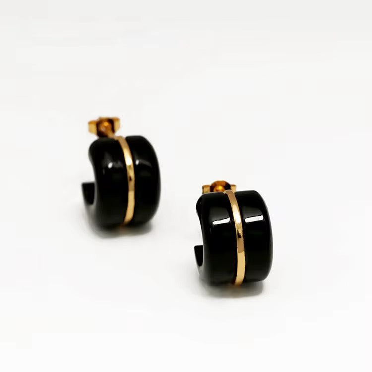 Monaco Black Enamel Hoops
