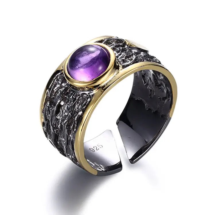 Regal Amara – Vintage Amethyst Ring in Sterling Silver