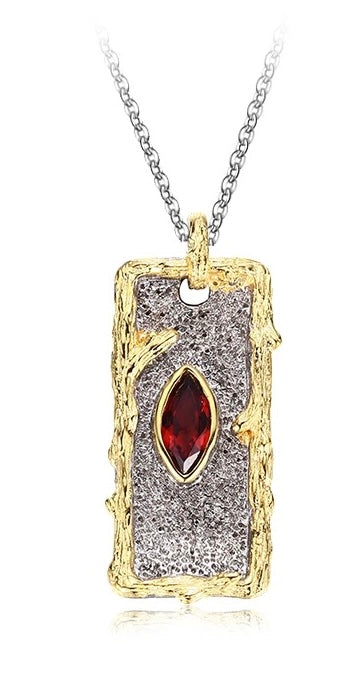 Gold-Plated Red Agate Drop Necklace