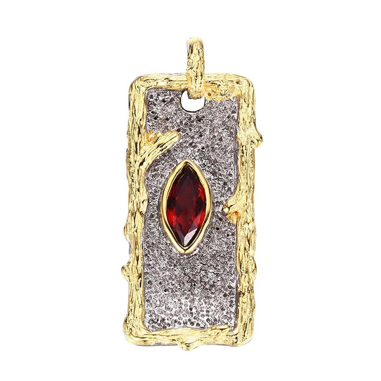 Gold-Plated Red Agate Drop Necklace