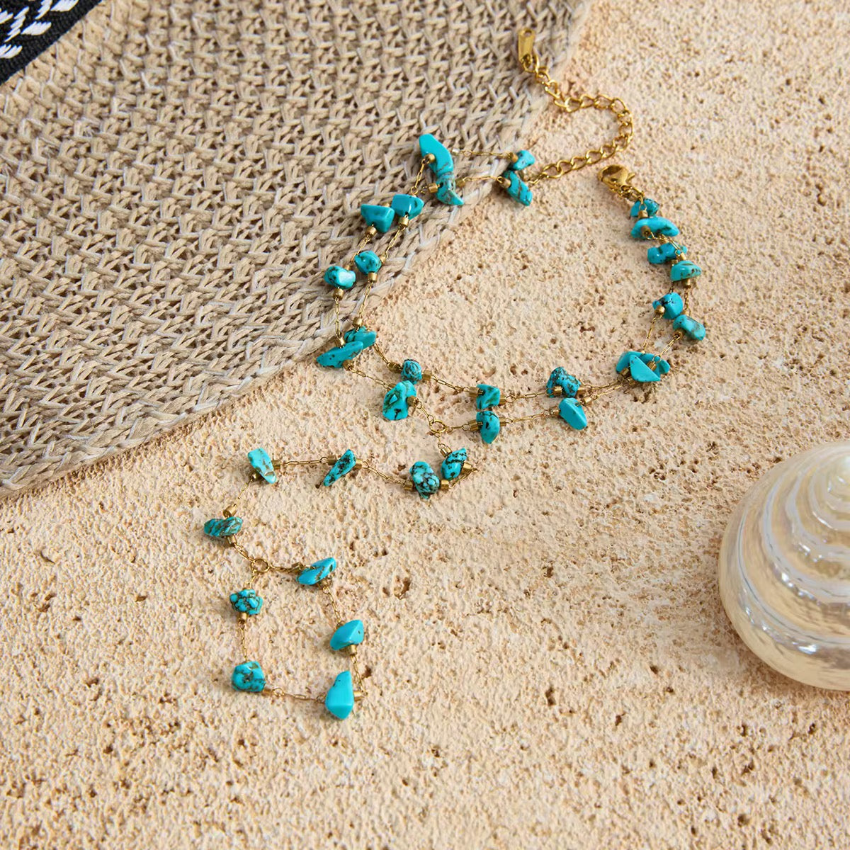 Turquoise Veil Double-Layer Hand Chain