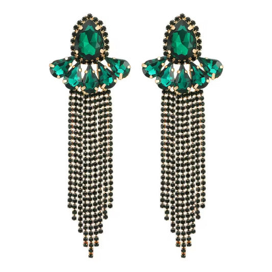 π« Emerald Stardrop Chandelier Earrings