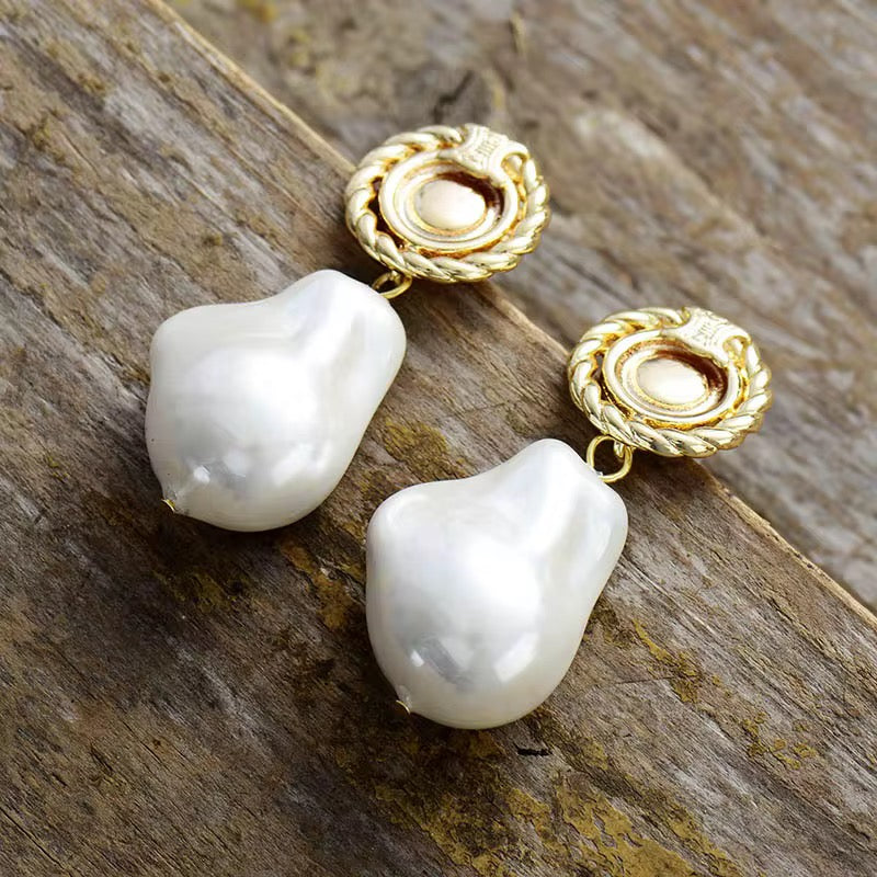 Luxury Baroque Pearl Drop Earrings-Bold Art Deco Elegance