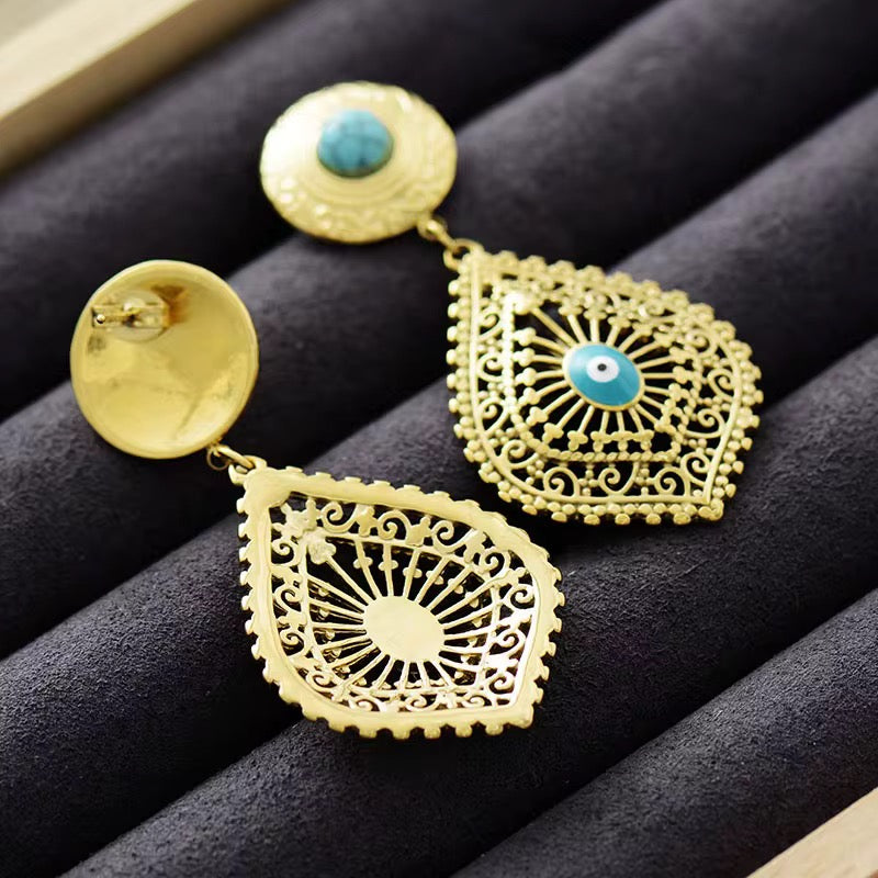 Trendy Turquoise Stainless Steel Earrings