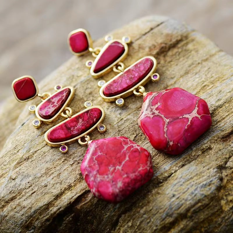 Empire Jasper Chandelier Earrings