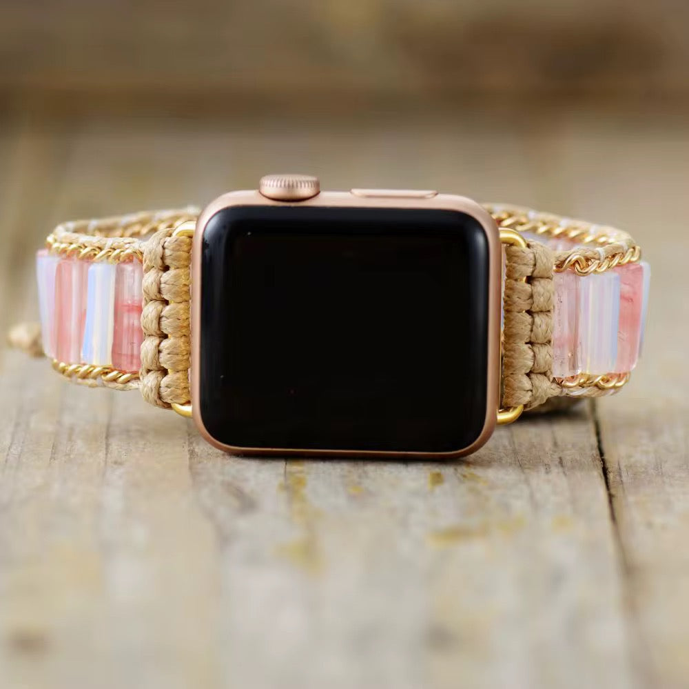 Rose Quartz & Moonstone Apple Watch Band