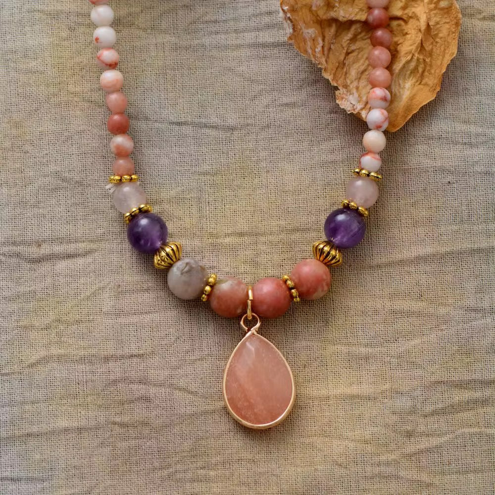 Pink Jasper Beaded Necklace