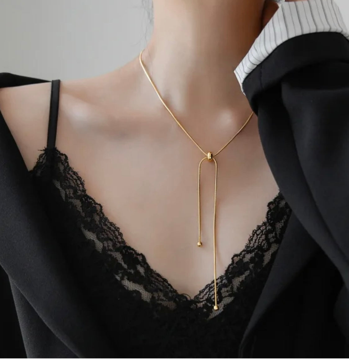 Golden Hour- Y Necklace – Gold-Plated Stainless Steel Elegance