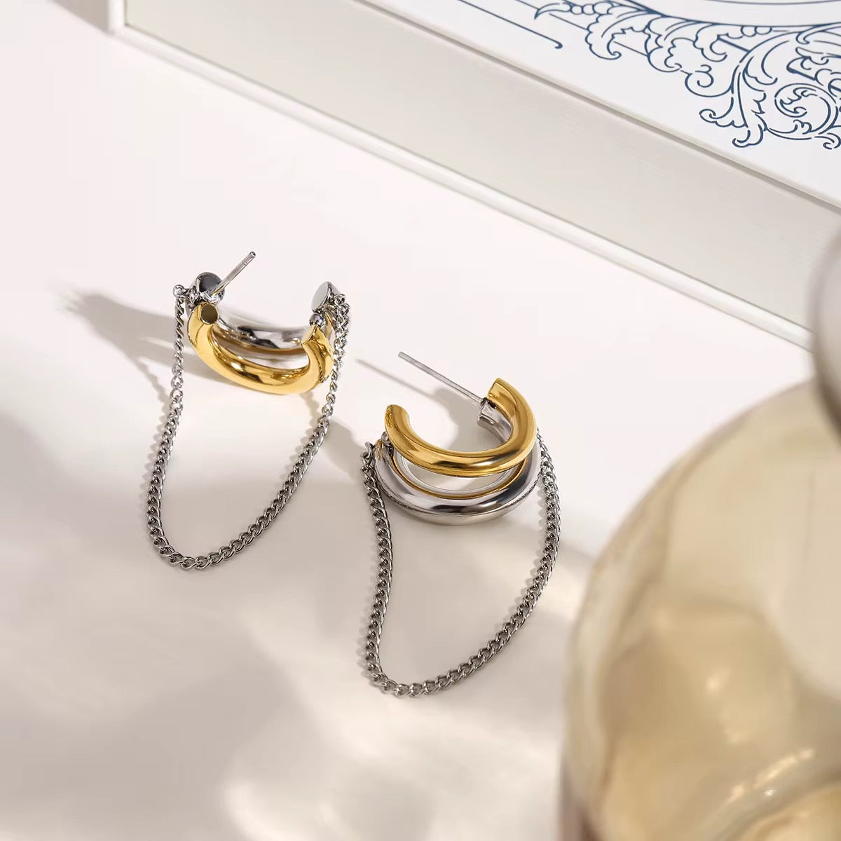 Golden Sway | Two-Tone Tassel Drop Earrings