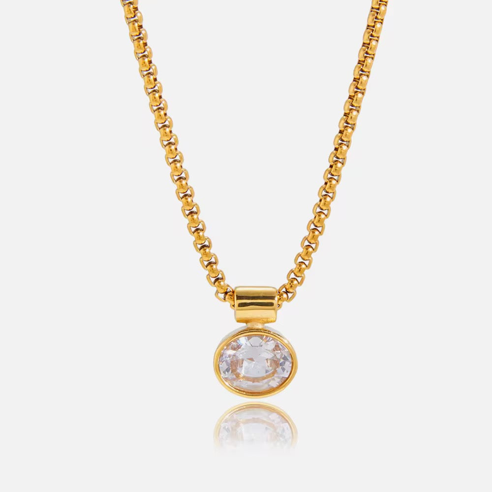 Élan Oval CZ Pendant Necklace