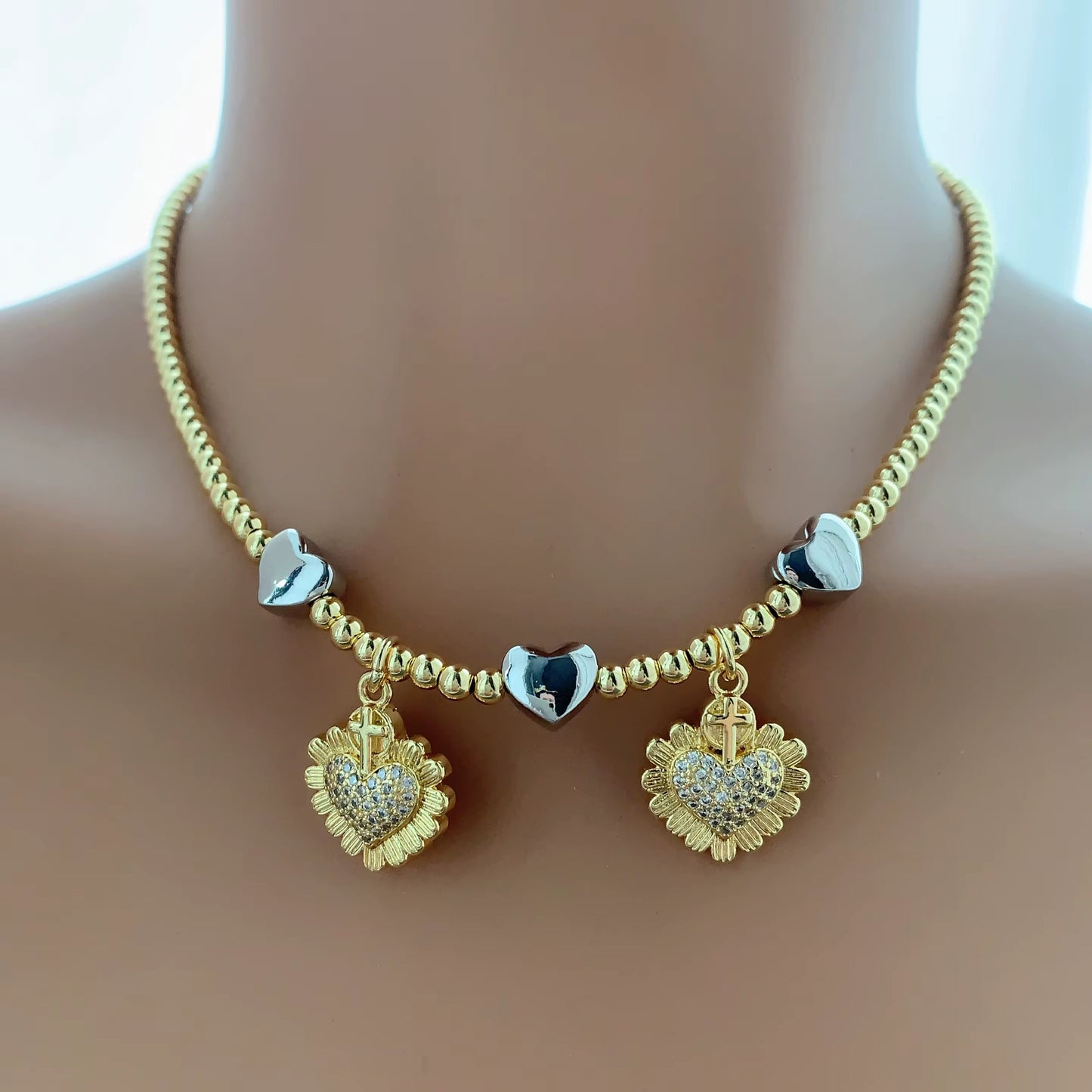 Mirror Hearts Parade Necklace