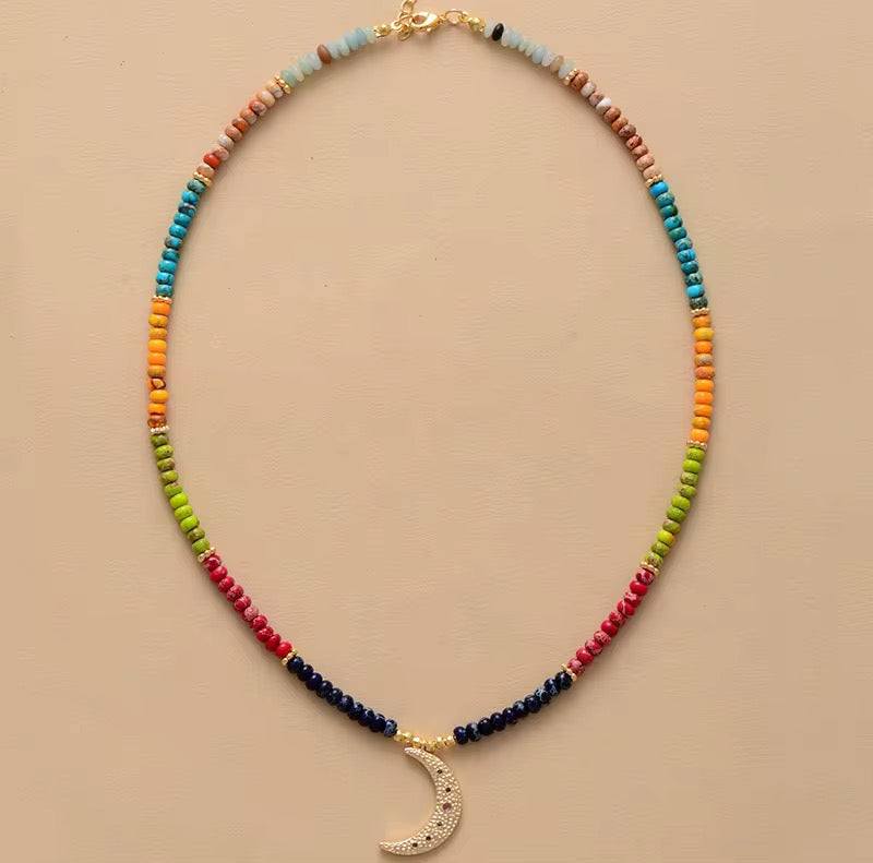 LunaVibe Imperial Jasper Moon Necklace