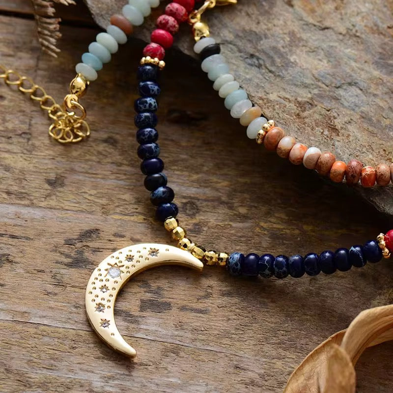 LunaVibe Imperial Jasper Moon Necklace