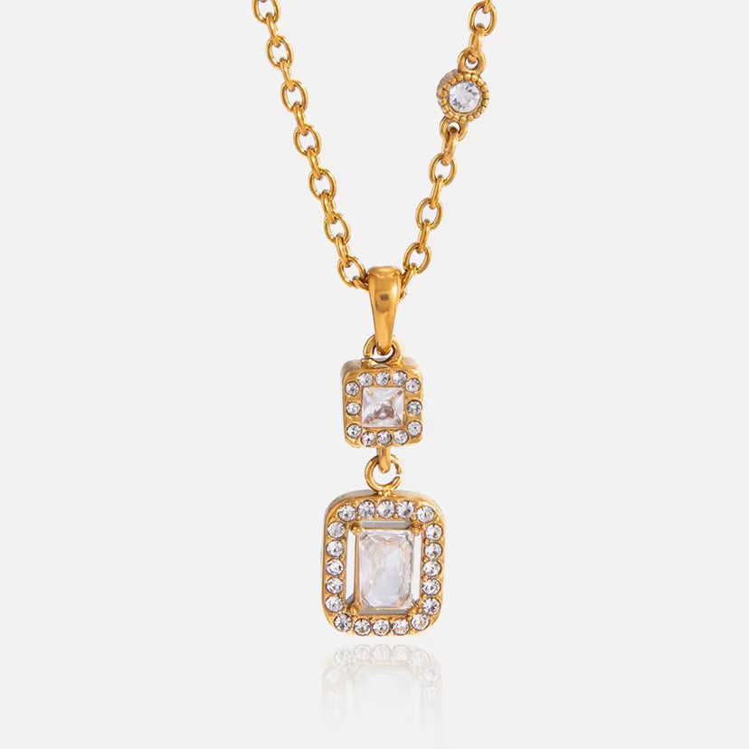 Charlotte Double Zircon Pendant Necklace