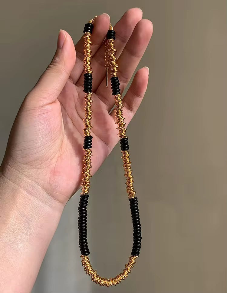 Noir Éclat Vintage Onyx Necklace