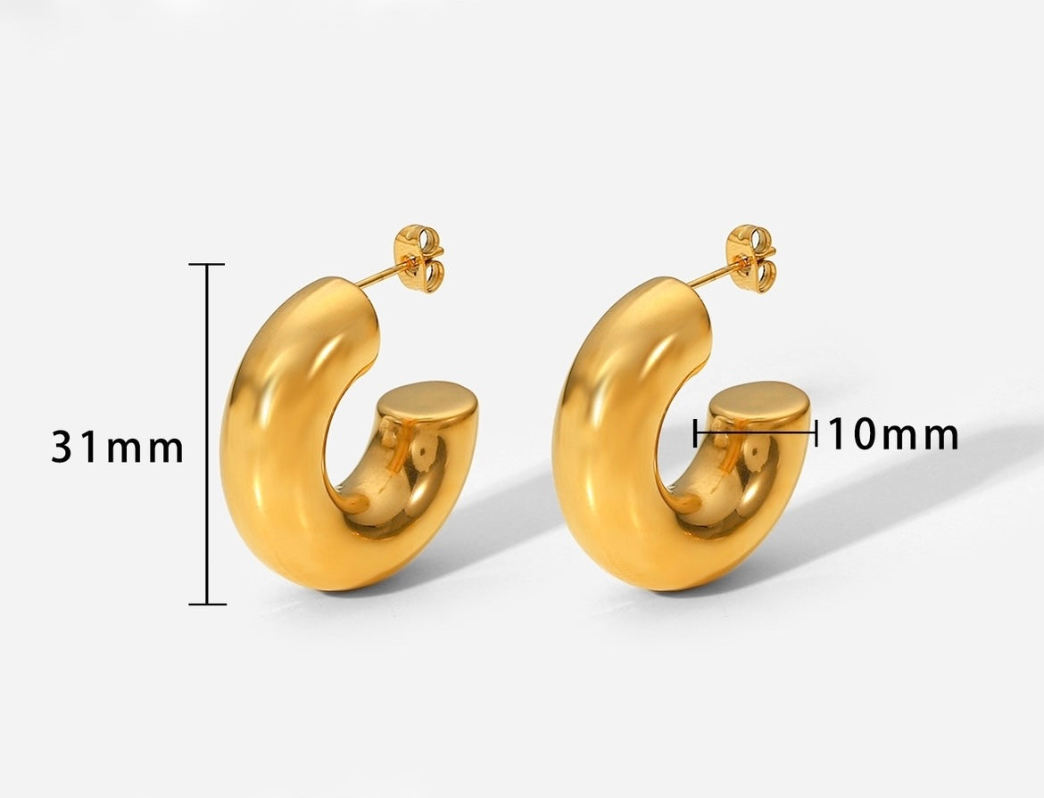 Radiant 18K Gold Plated Chunky Hoop Earrings - Bold & Timeless