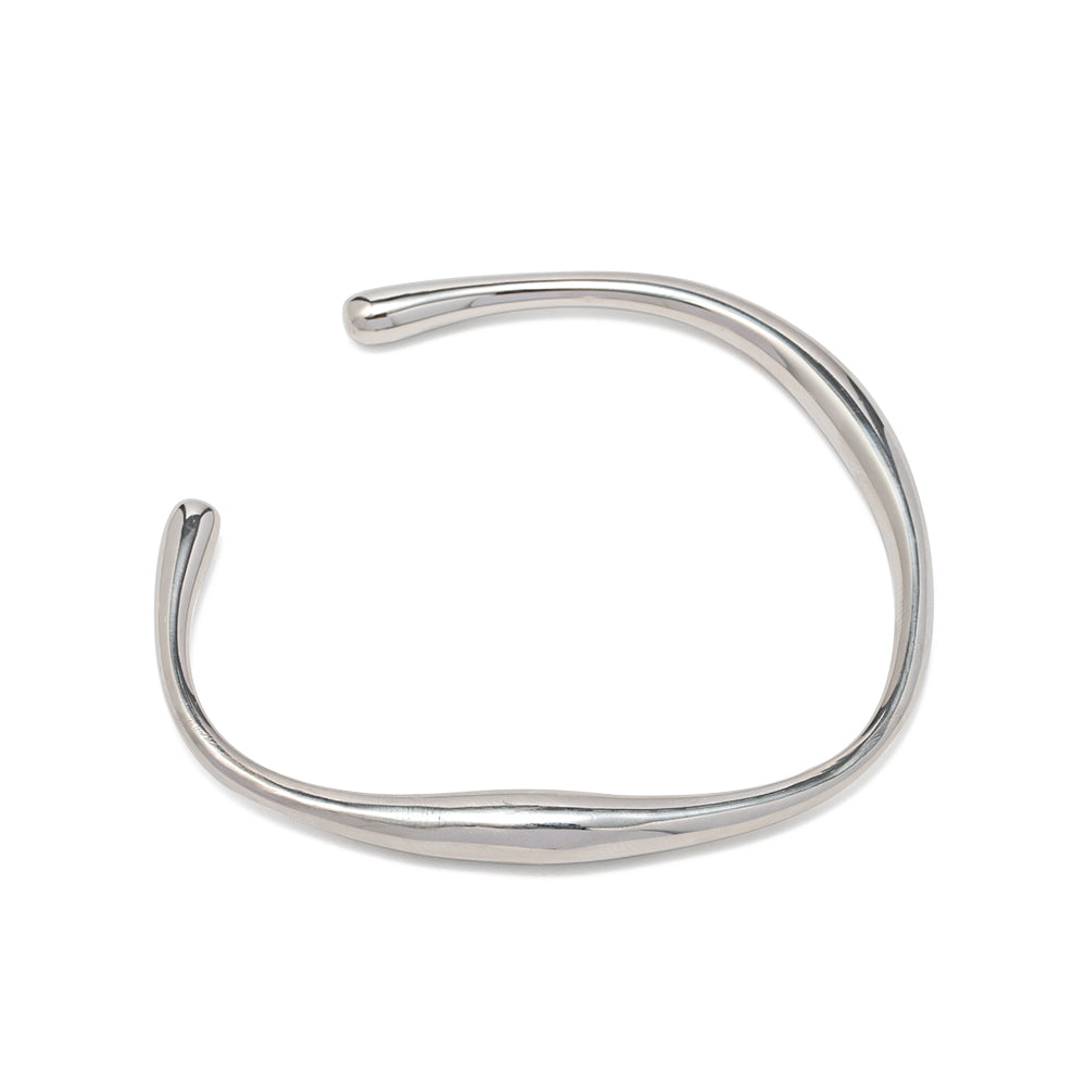 Wave Form Cuff – Silver Plated Stainless Steel Bangle