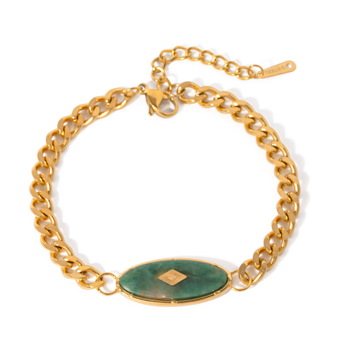 Emerald Grace - Retro 18K Gold Jade Chain Bracelet