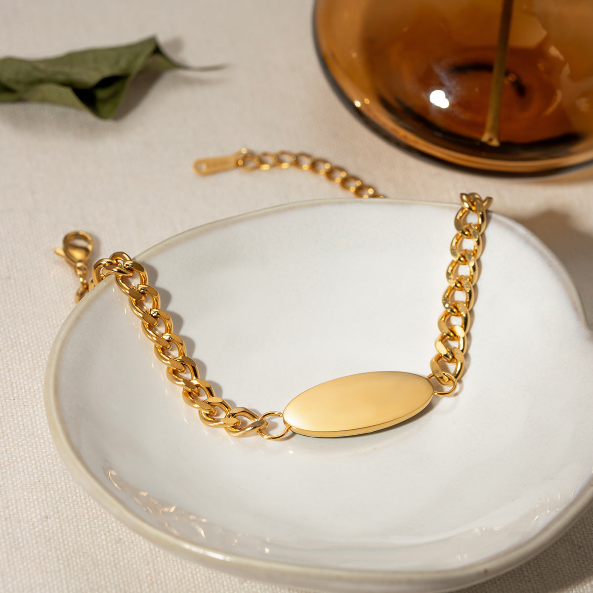 Emerald Grace - Retro 18K Gold Jade Chain Bracelet