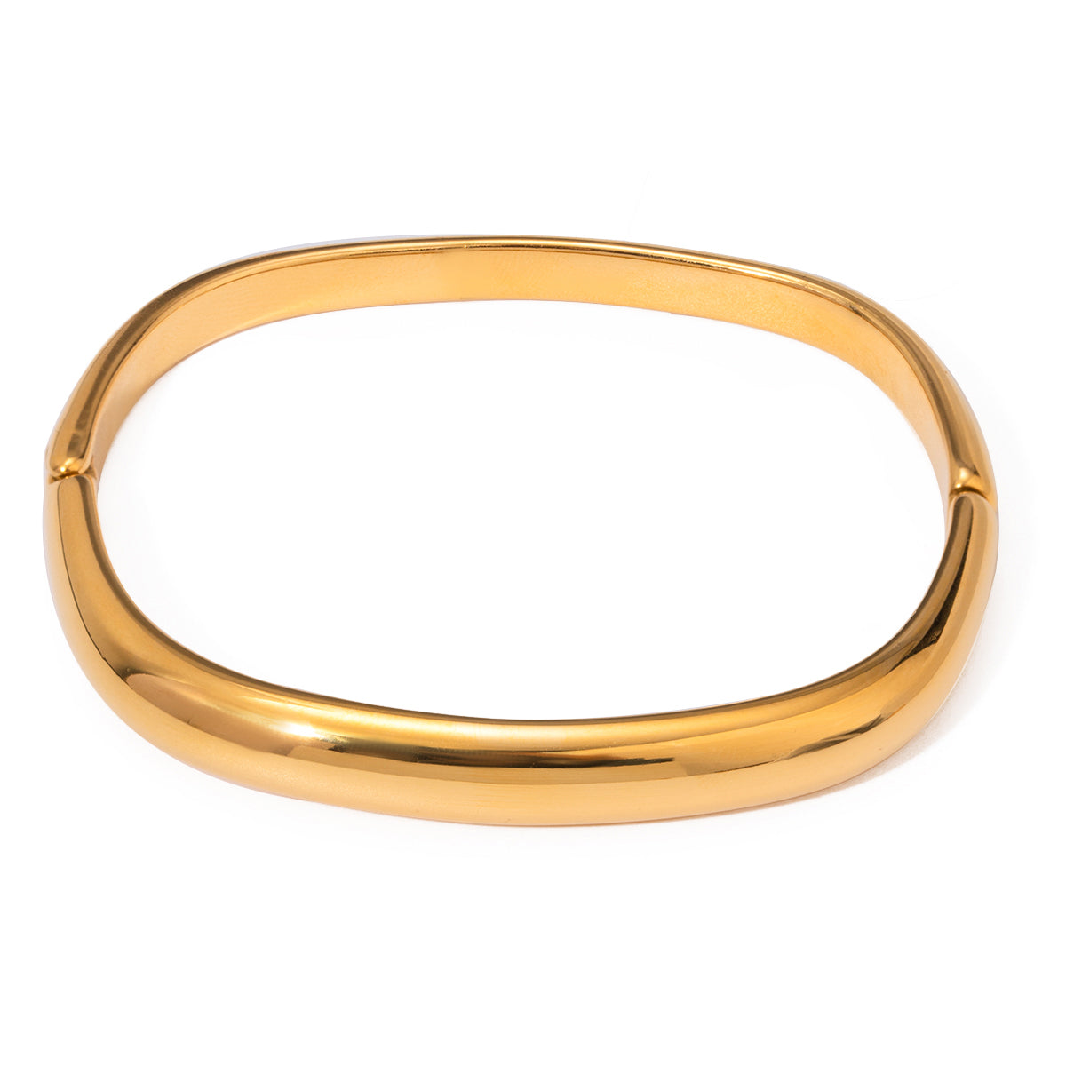 18K Gold - Plated Square Bangle with Clasp