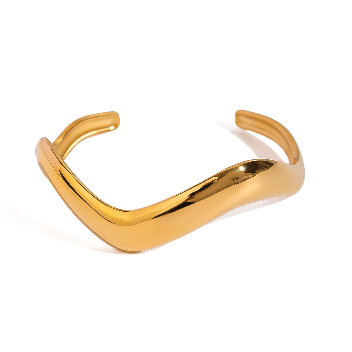 18k Gold-Plated Irregular Bracelet & Chunky Wave Cuff