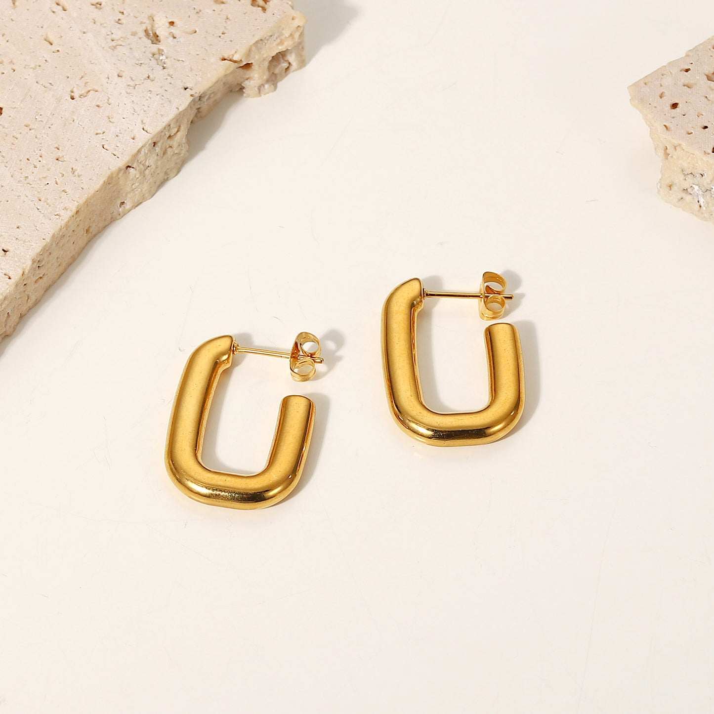 Timeless U - Shaped Gold Earrings
