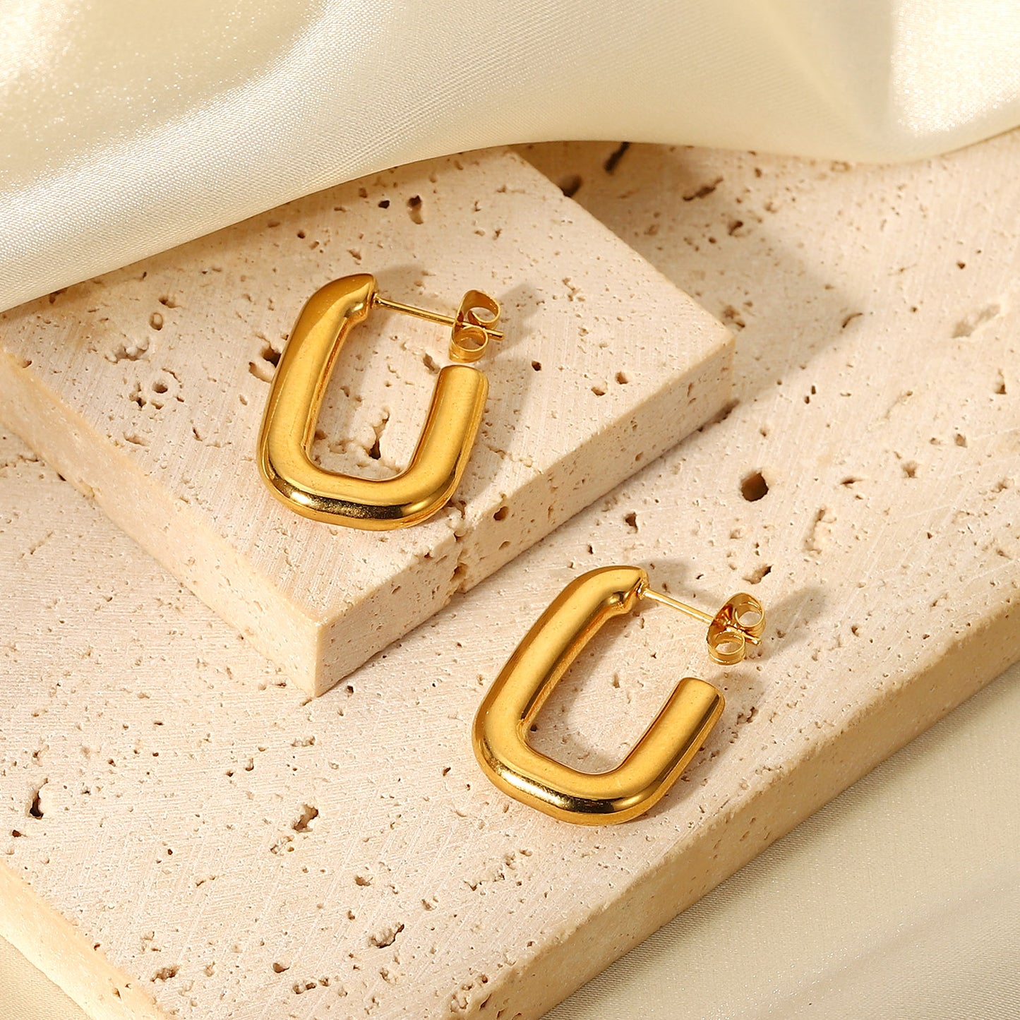 Timeless U - Shaped Gold Earrings