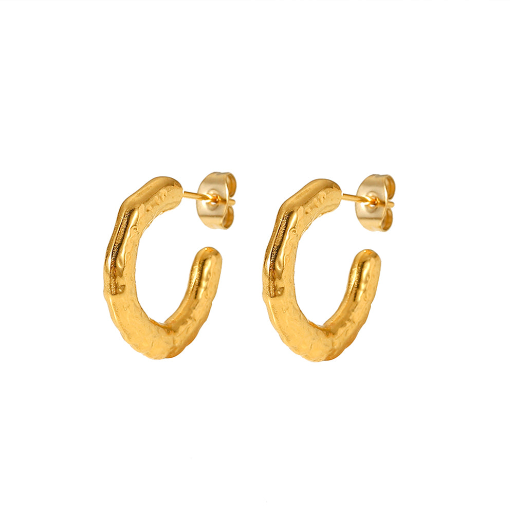 Golden Glow Textured Hoop Earrings
