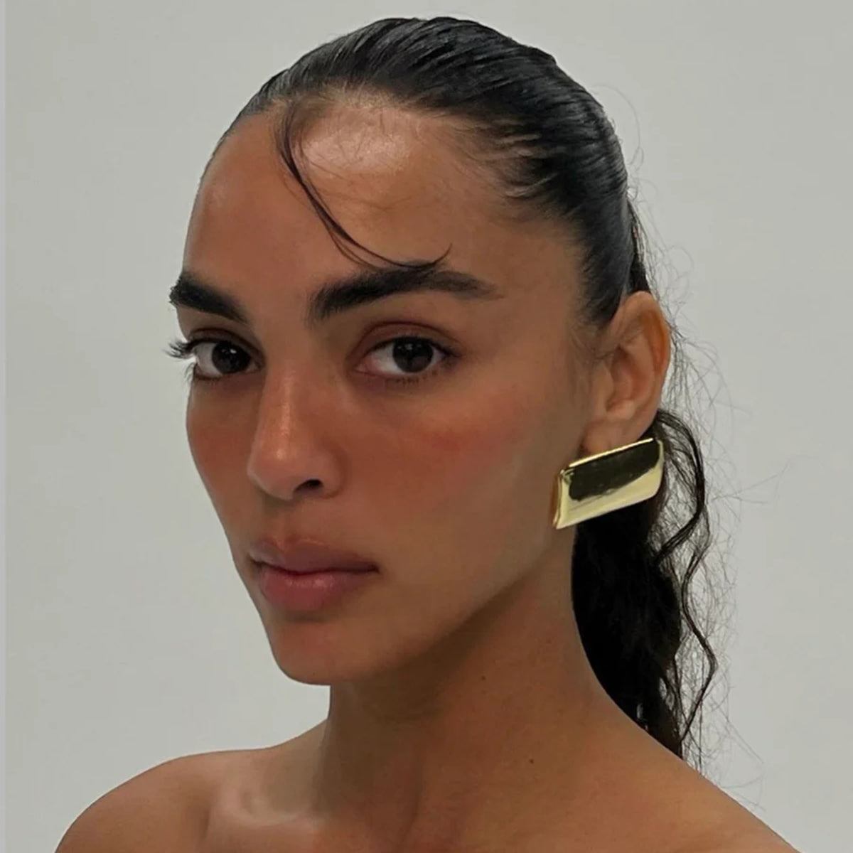 18K Gold-Plated Vintage Rectangle Statement Earrings