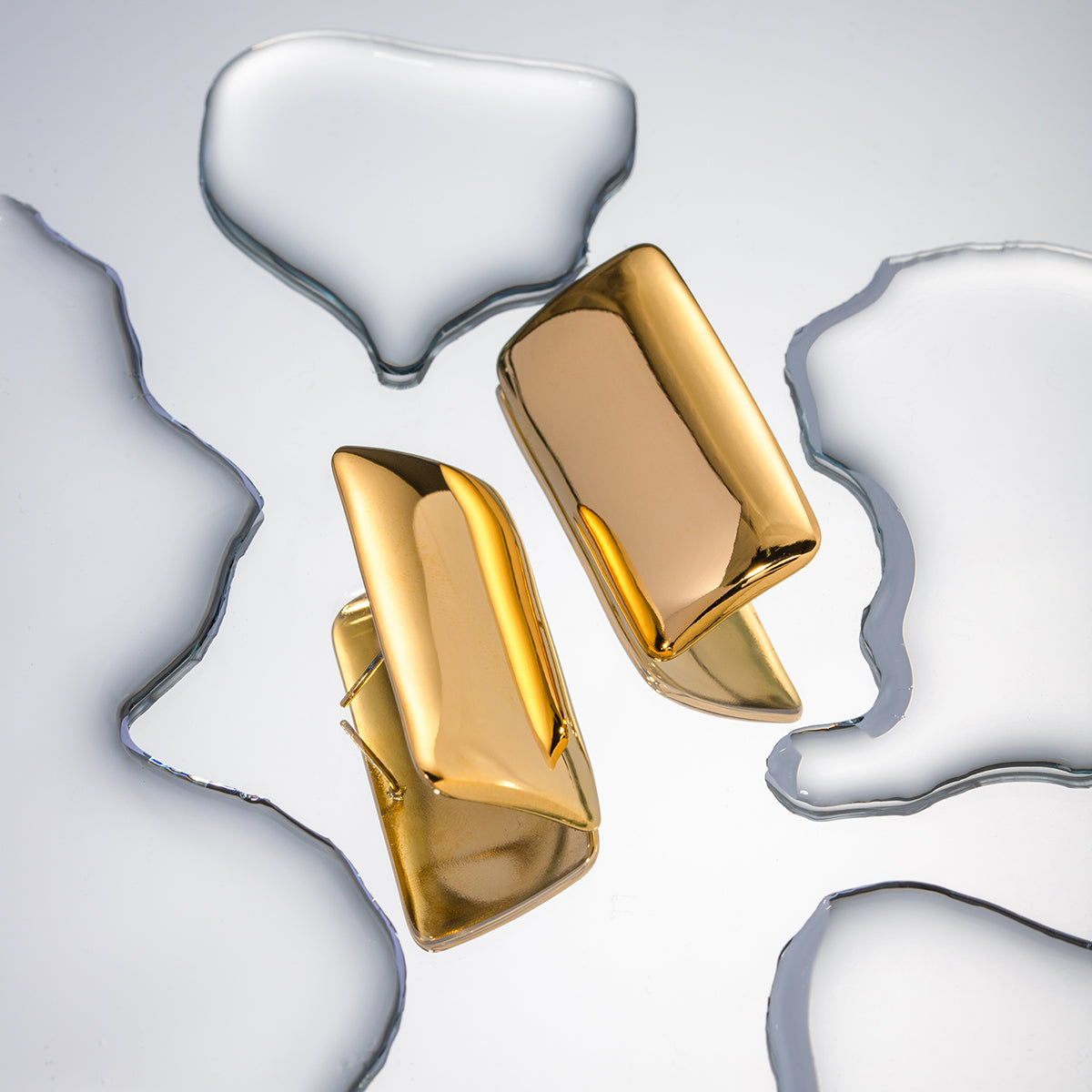 18K Gold-Plated Vintage Rectangle Statement Earrings