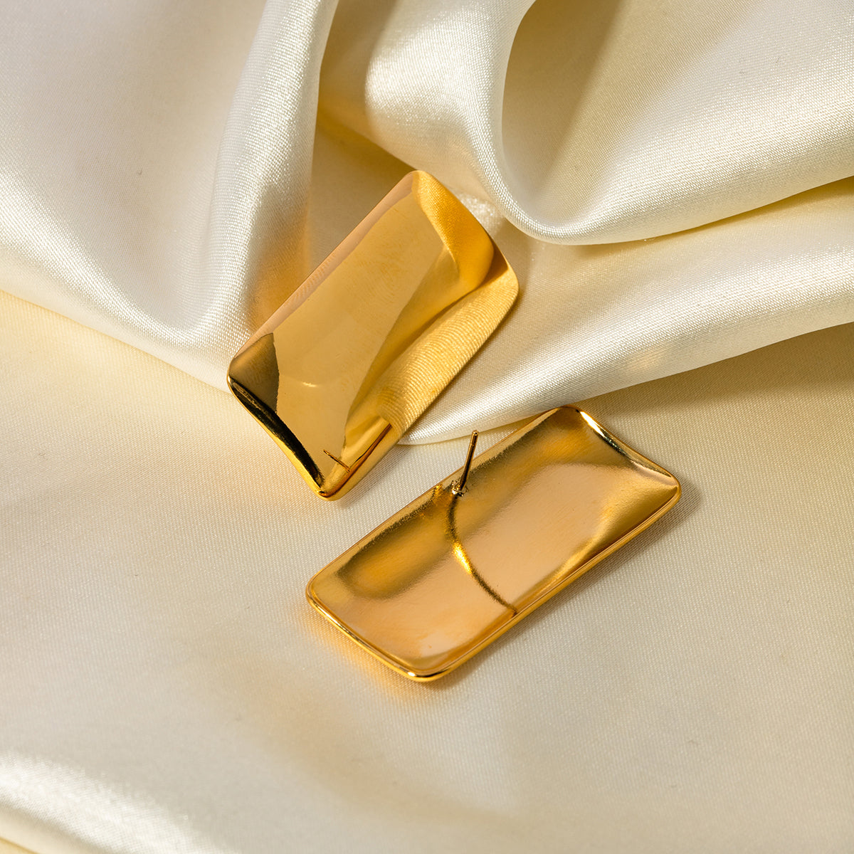 18K Gold-Plated Vintage Rectangle Statement Earrings
