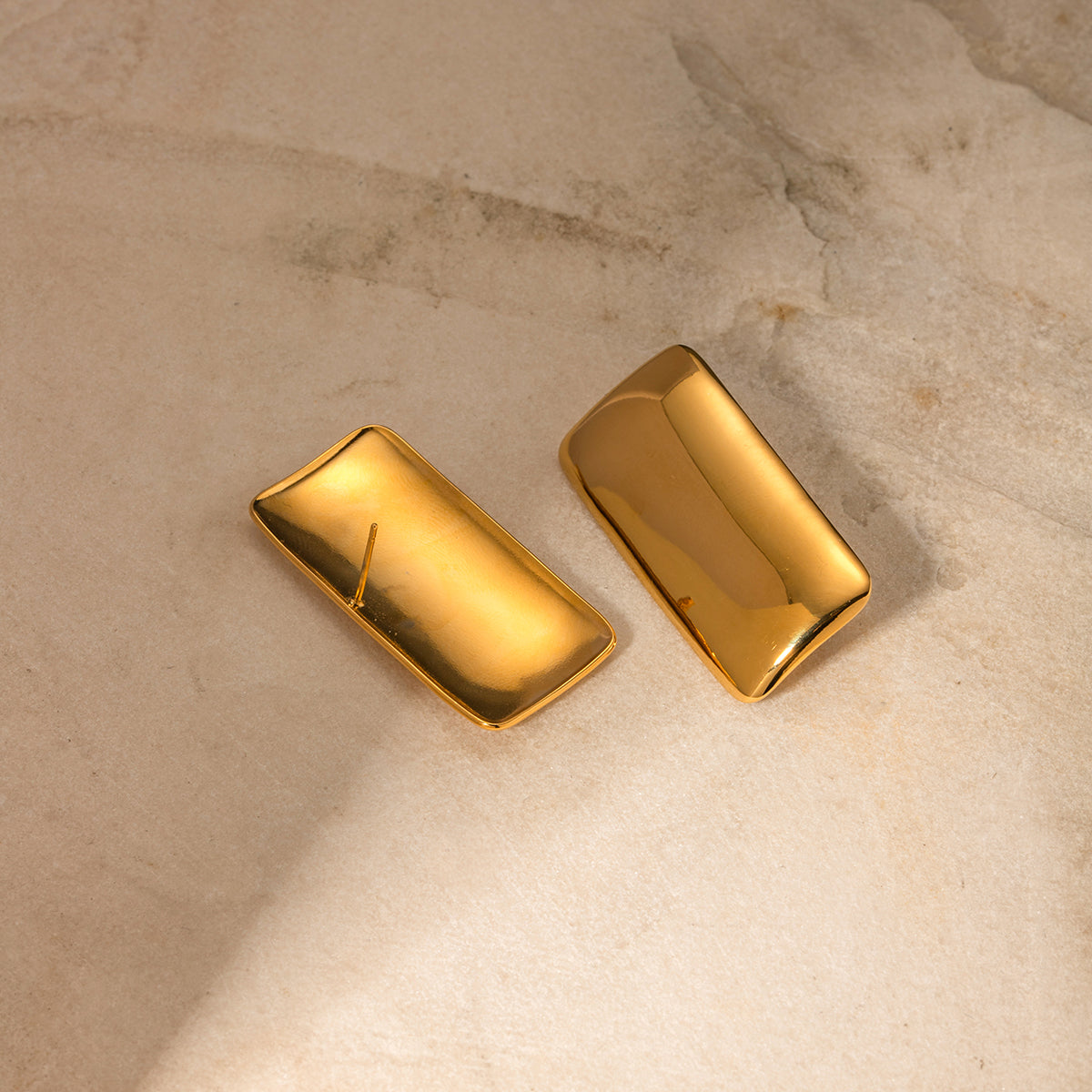 18K Gold-Plated Vintage Rectangle Statement Earrings