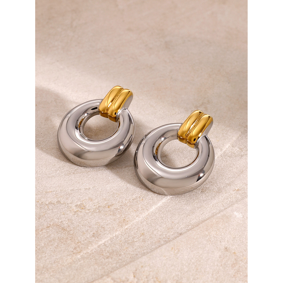 Two-Tone Vintage Earrings – 18K Gold & Silver Plated, Waterproof & Tarnish-Free