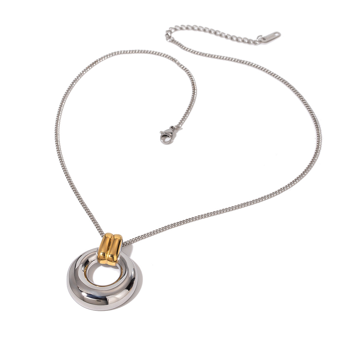 LUXOR Dual - Tone Halo Pendant - 18K Gold PVD on Stainless Steel