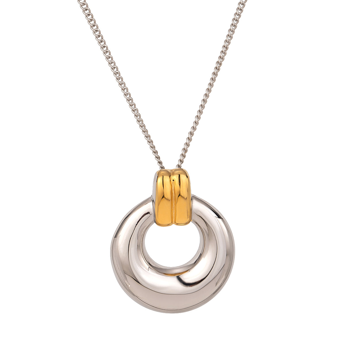 LUXOR Dual - Tone Halo Pendant - 18K Gold PVD on Stainless Steel