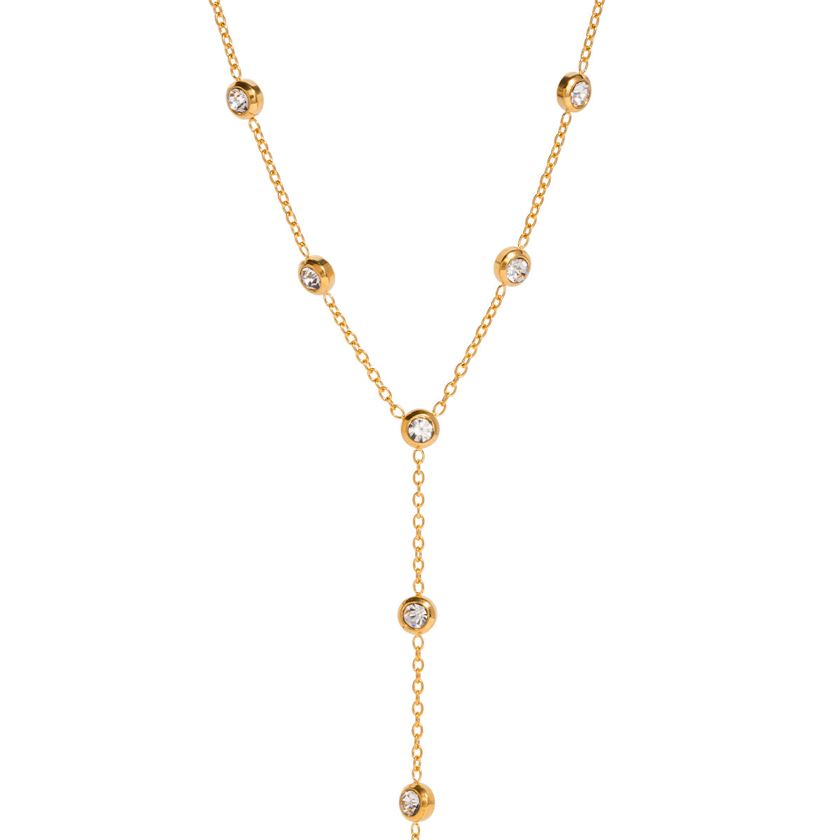 Celeste Drop – 18K Gold Dainty Y-Chain Necklace”