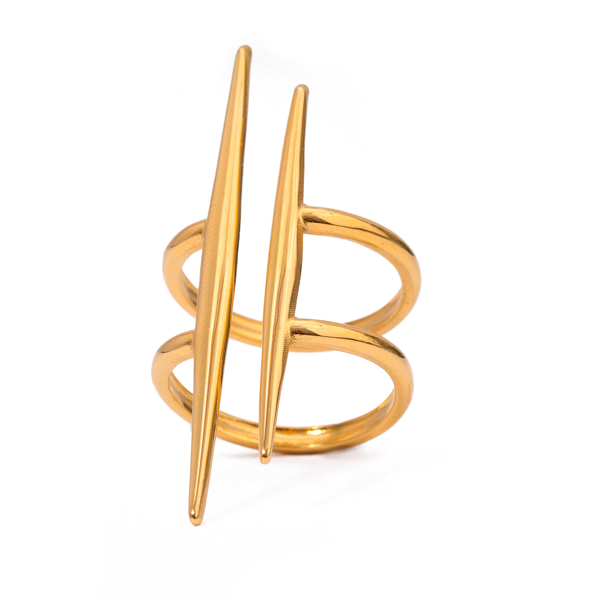 18k Gold-Plated Parallel Bar Open Ring