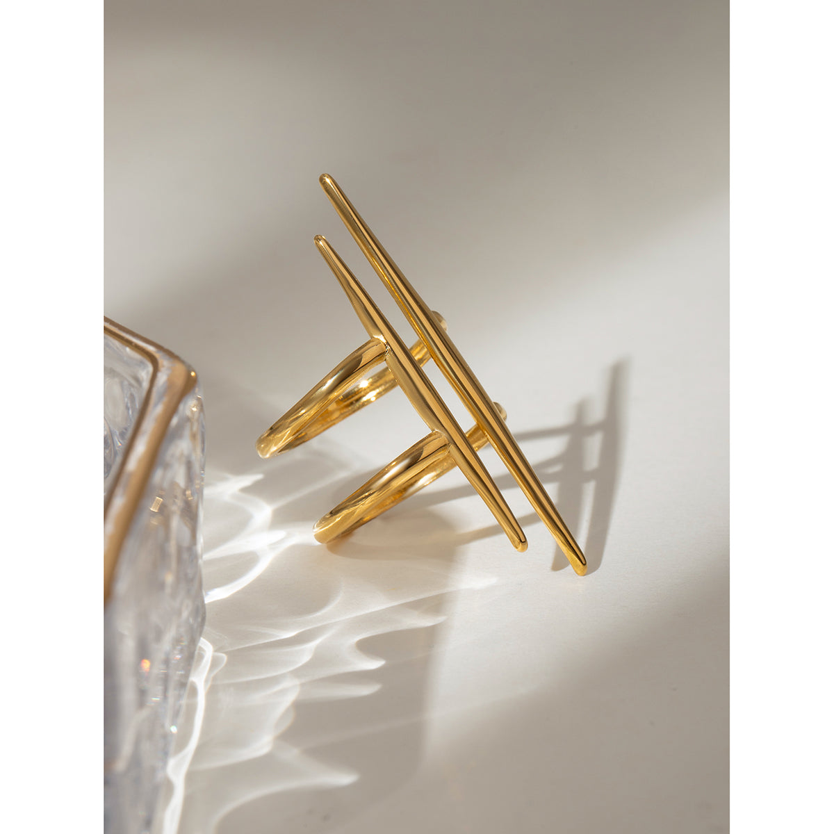 18k Gold-Plated Parallel Bar Open Ring
