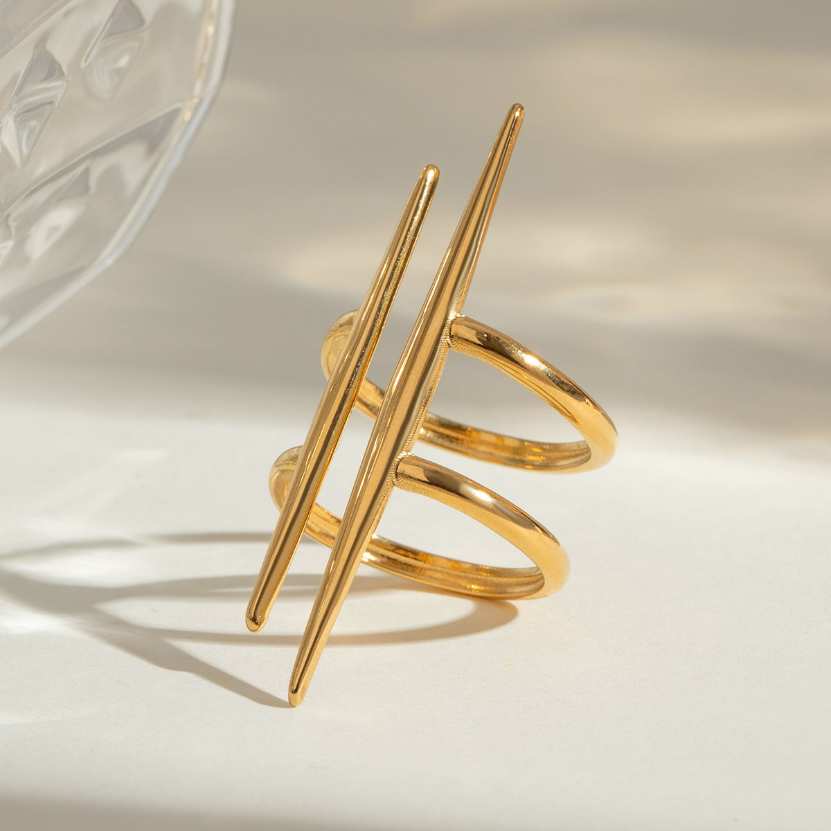 18k Gold-Plated Parallel Bar Open Ring