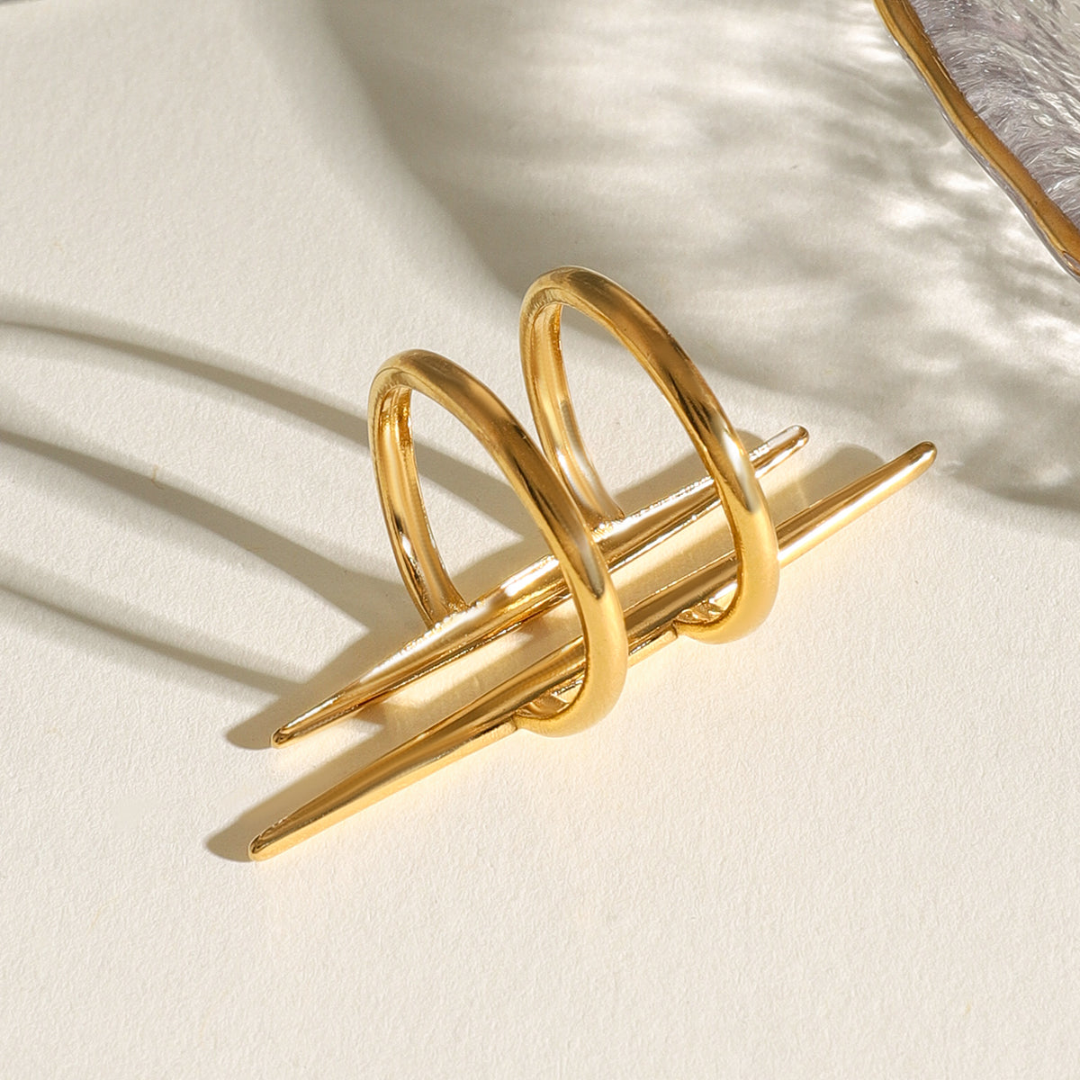 18k Gold-Plated Parallel Bar Open Ring